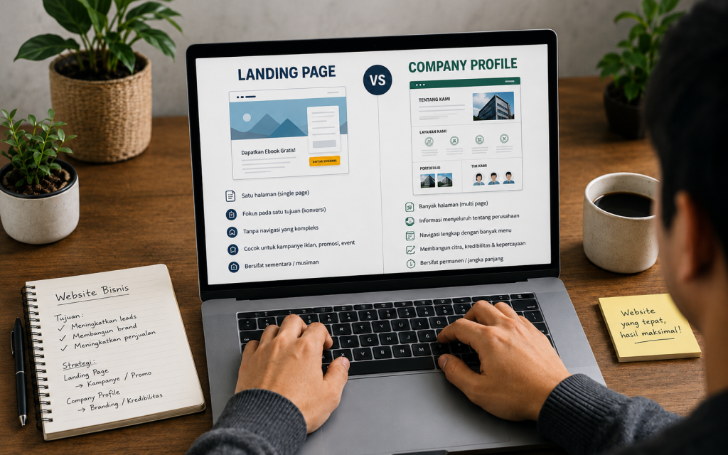 Perbedaan landing page & company profile